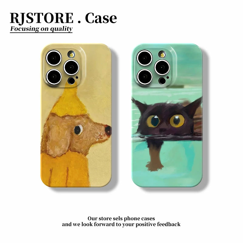 Lucky创意油画猫狗适用iPhone1615菲林手机壳华为vivo小米oppo套
