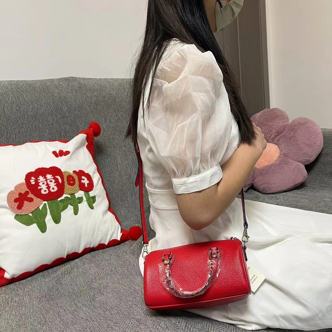 【牛皮枕头手机包】2025新款斜挎波士顿包包时尚百搭气质通勤女包包