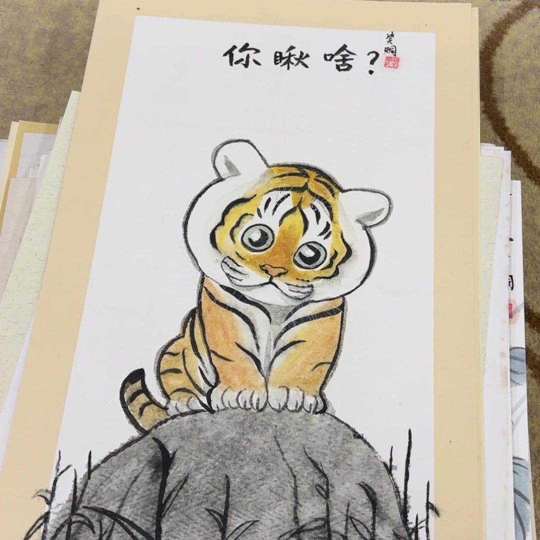 国画卡纸花鸟作品艺