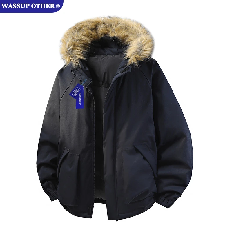 WASSUP OTHER座山雕毛领工装羽绒服男冬季加厚棉衣防寒保暖外套男