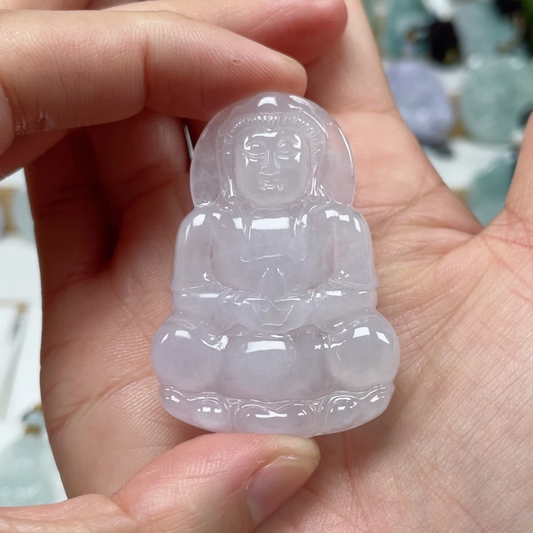 翡翠颈饰未镶嵌天然翡翠A货观音100号