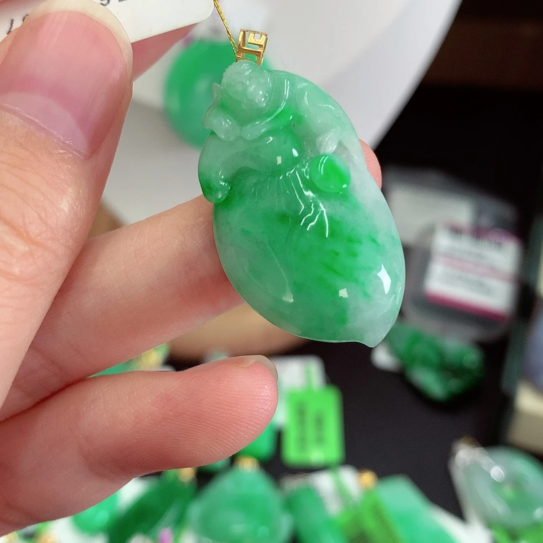 翡翠18K金镶嵌吊坠(不含链)