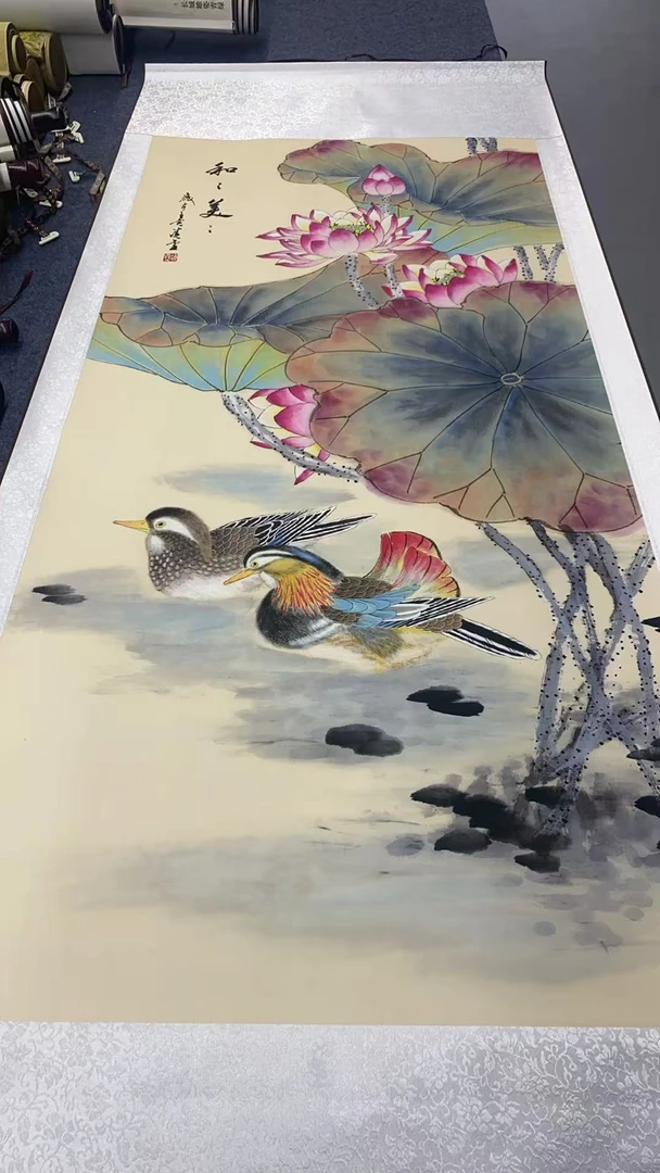 175/72（和和美美）客厅卧室客厅茶室高精复原微喷软装挂画手工装裱