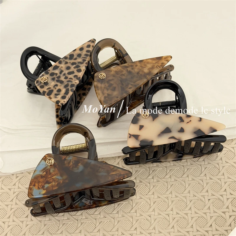 法式复古醋酸三角抓夹气质百搭鲨鱼夹子半抓盘发发卡马尾发夹秋冬