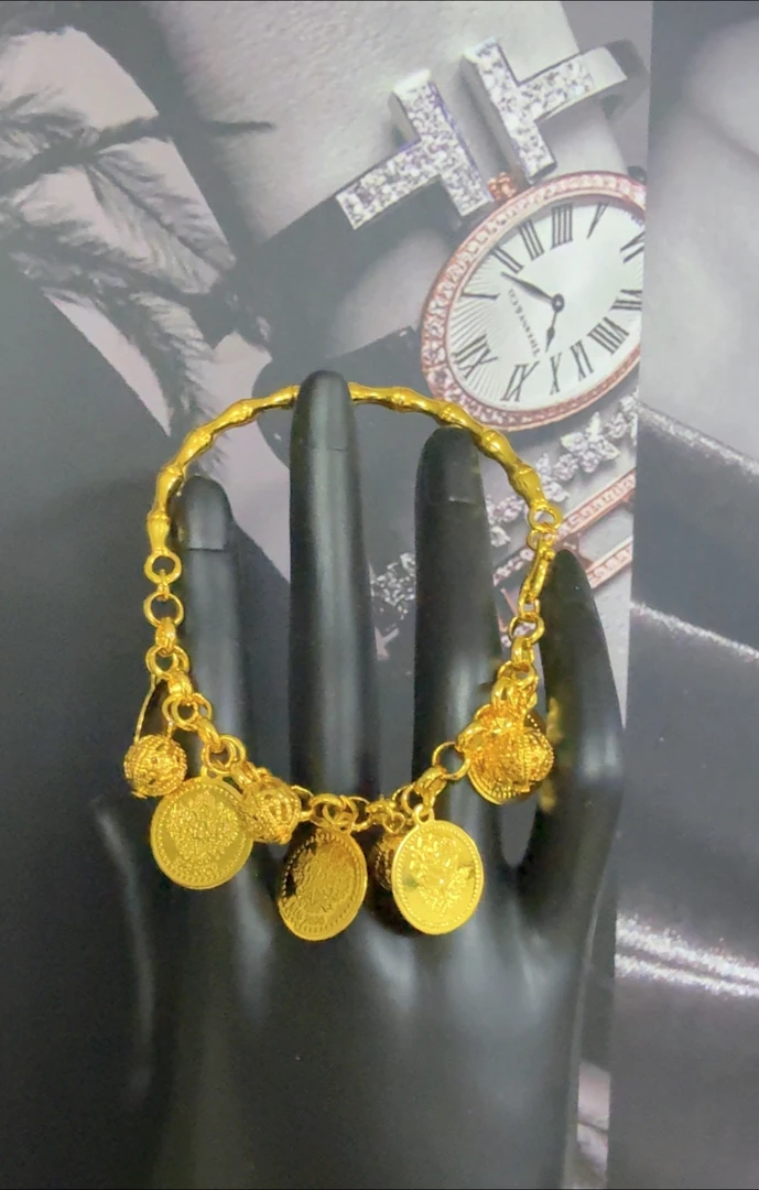 铜合金手链 D&K 轻奢硬币手链 铜合金气质时尚百搭轻奢多层