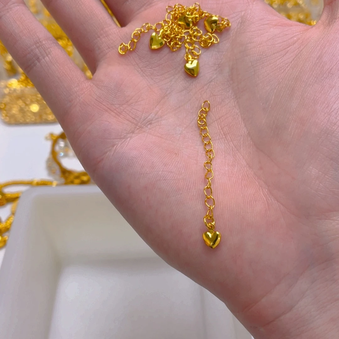 锆石铜合金爱心尾链3条