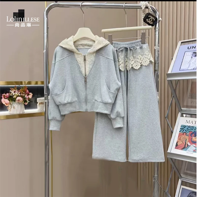 尚品琳2505拉链套装春季女童春秋卫衣运动百搭洋气纯色常规休闲