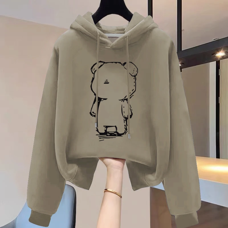 设计感小众秋冬新款2025加绒加厚套头连帽卫衣女短款宽松韩版外套