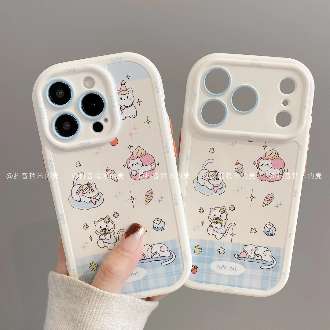奶油壳适用iphone17promax苹果16手机壳15/14/13/12/11华为潮猫咪