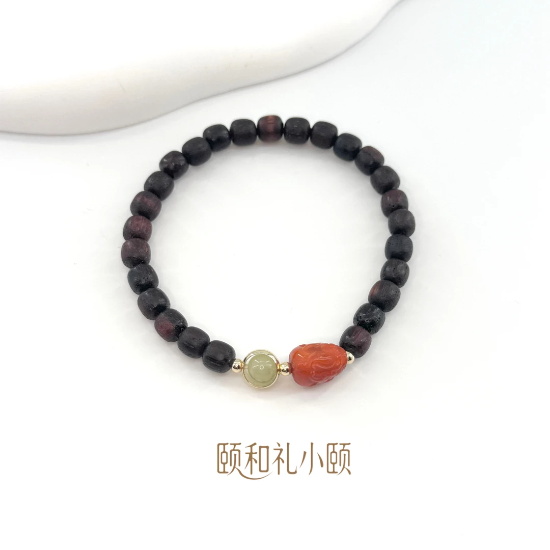 「麻丝+貔貅」0.6天然糖结麻丝降真香手串