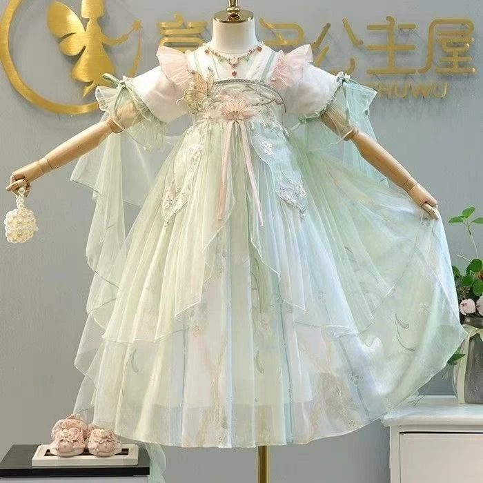 {绿野仙踪}女童汉服夏季新款古风超仙中国风公主连衣裙
