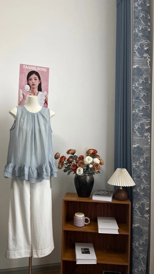 韩系简约女装No退No换气质夏季牛仔甜美百搭减龄连衣裙蓝色显瘦