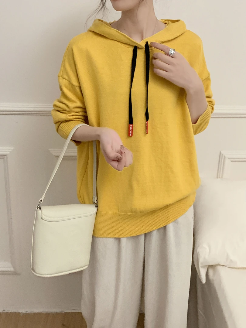 6354 圆领套头网红卫衣毛衣女修身针织打底衫设计师