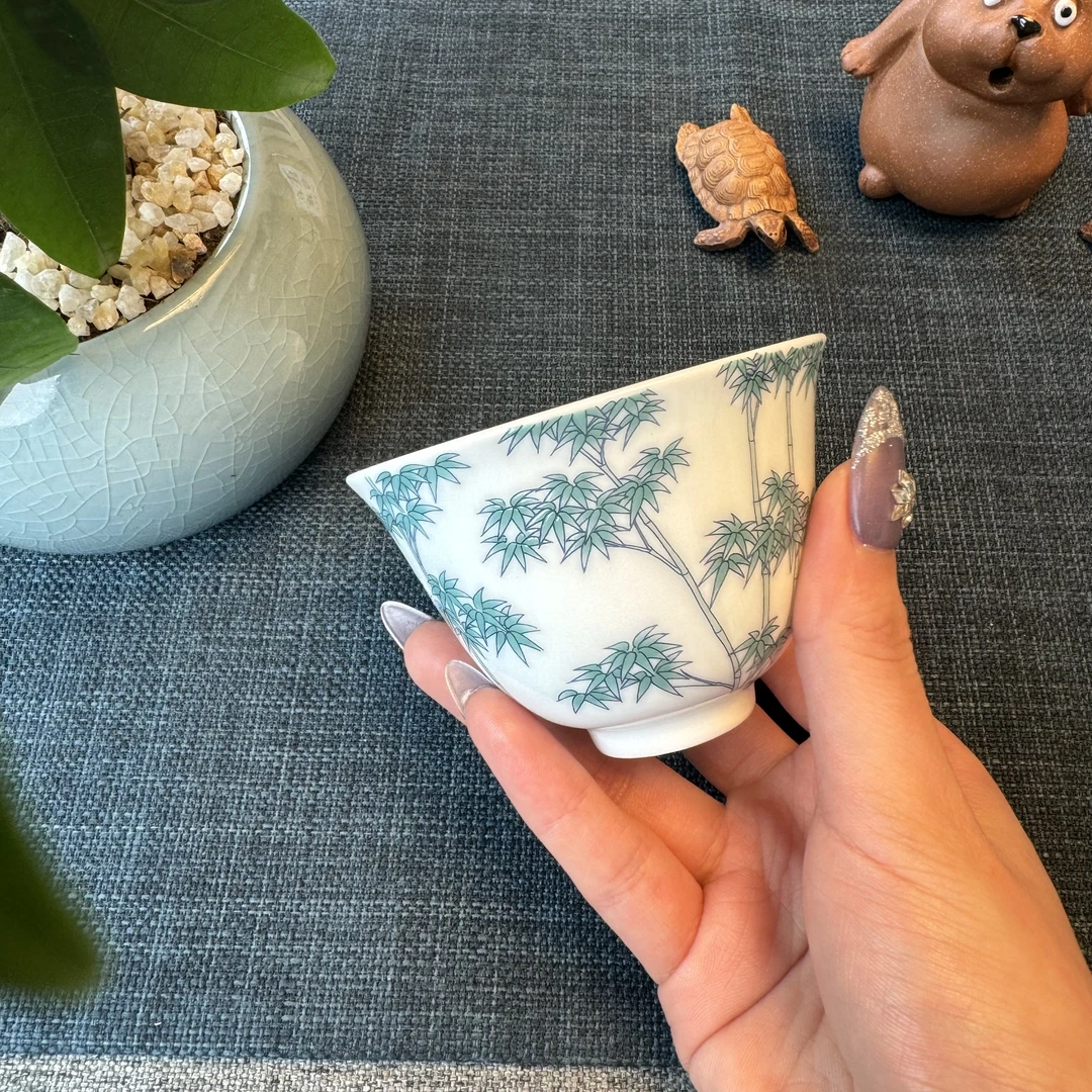 【羊歌赏瓷】斗彩竹节杯主人杯直播间福利品100ml