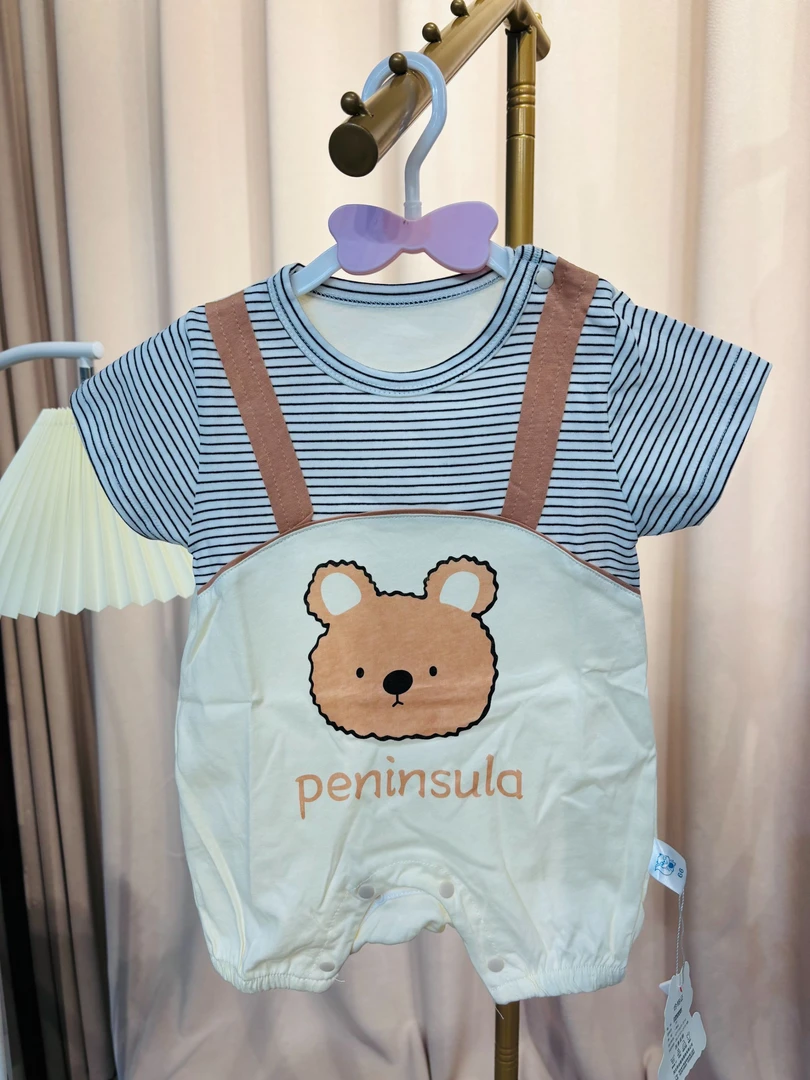 【短爬】婴幼儿条纹纯棉小熊