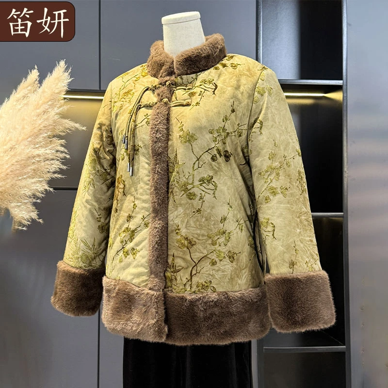 老年人新中式冬季棉衣女加绒加厚奶奶棉袄妈妈保暖外套老太太衣服