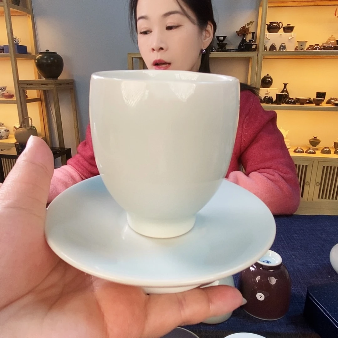 天予窑玉青罗汉杯➕杯拖组合