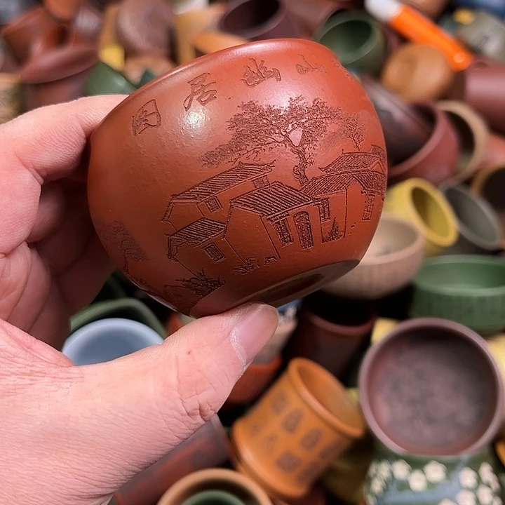 紫砂茶杯M**k全手工紫砂主人杯