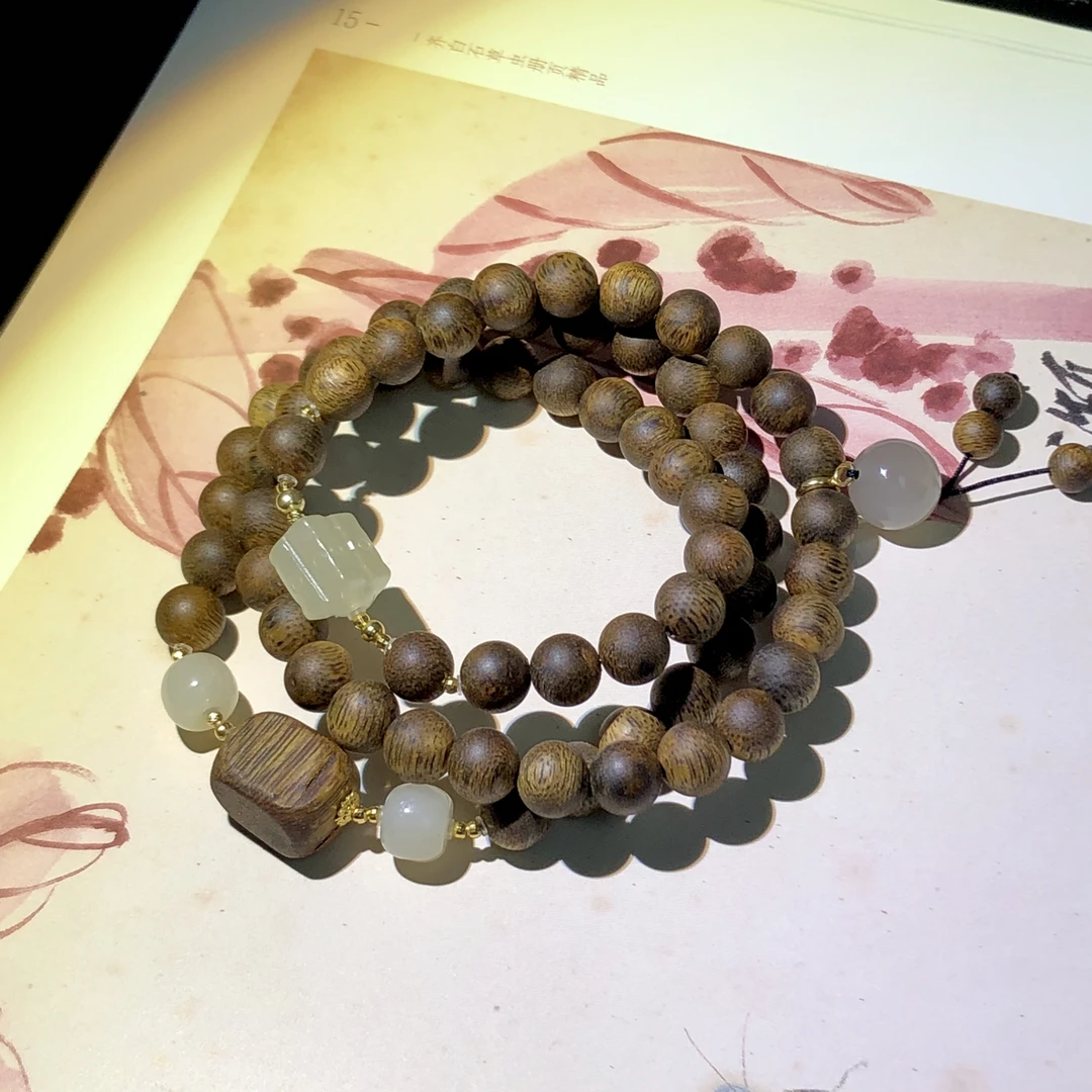 18K奇楠和田玉设计款（多样性发其一）