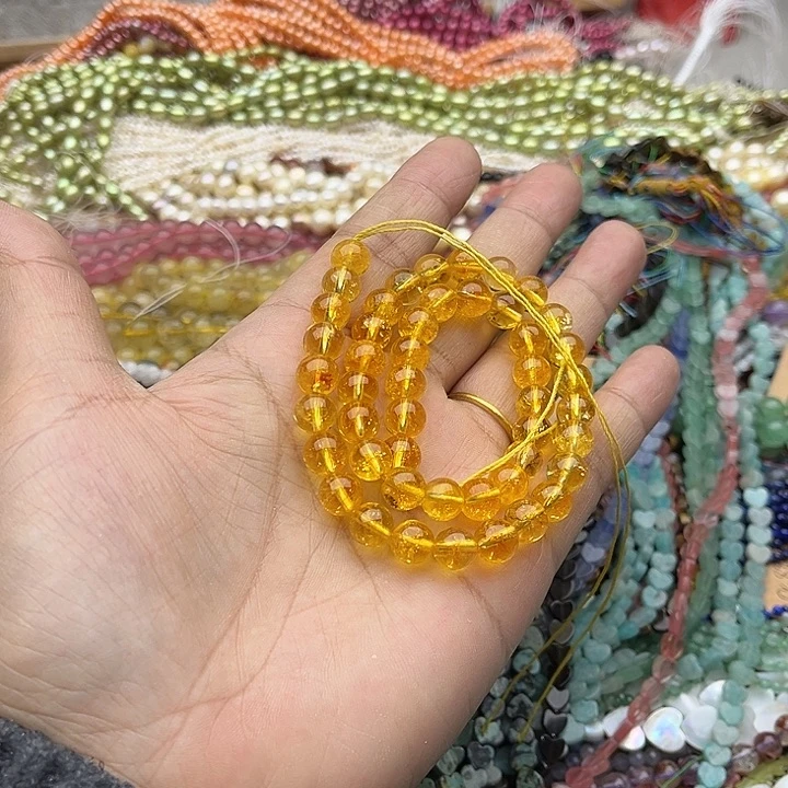 玛瑙/玉髓珠宝半成品未镶嵌一条8mm黄水晶