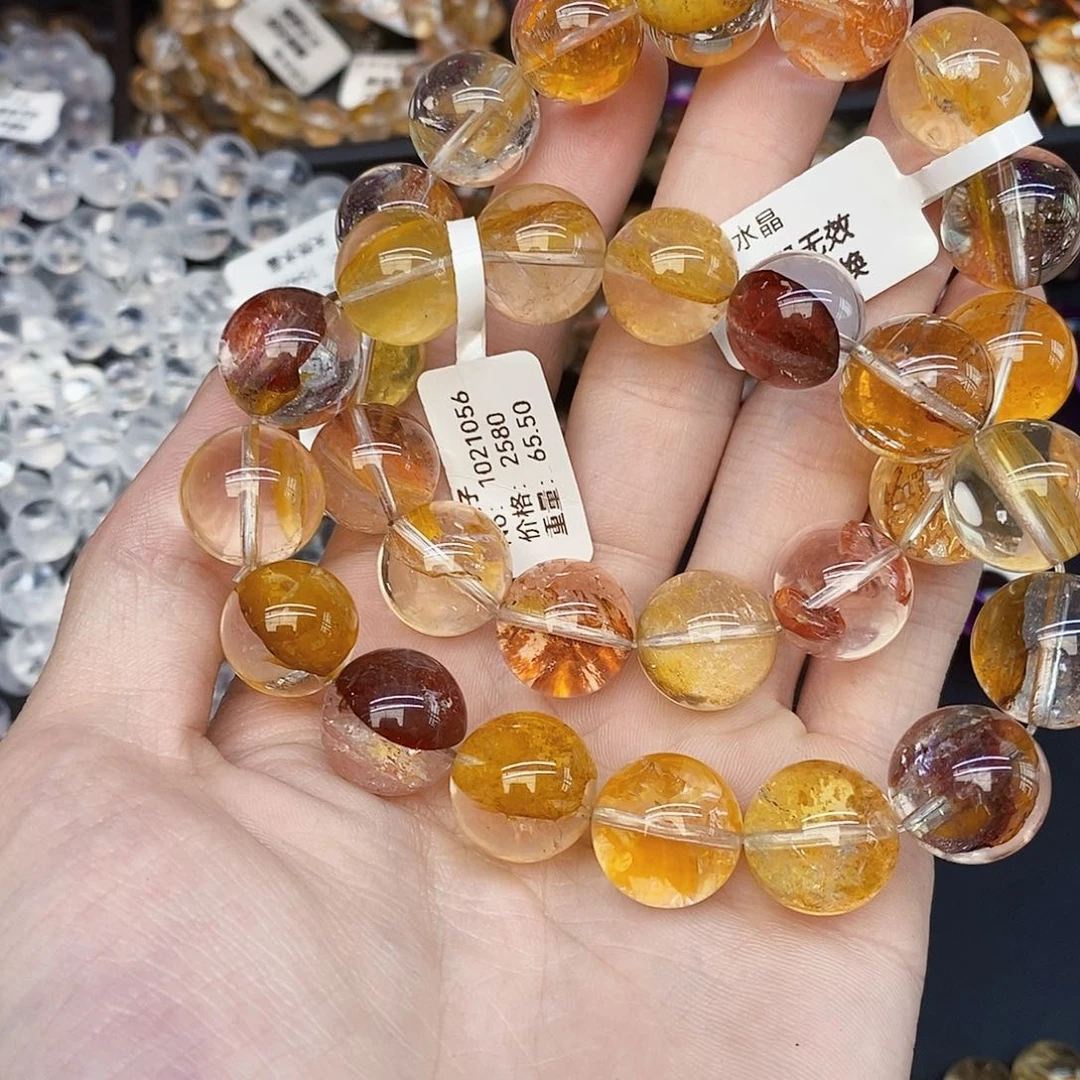 水晶手串未镶嵌26黄娇花14mm多样性发其一