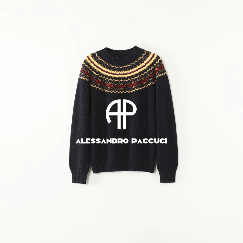 AP洛哥53211ST【午夜星河】100羊毛圆领费尔岛提花彩点百搭套头衫