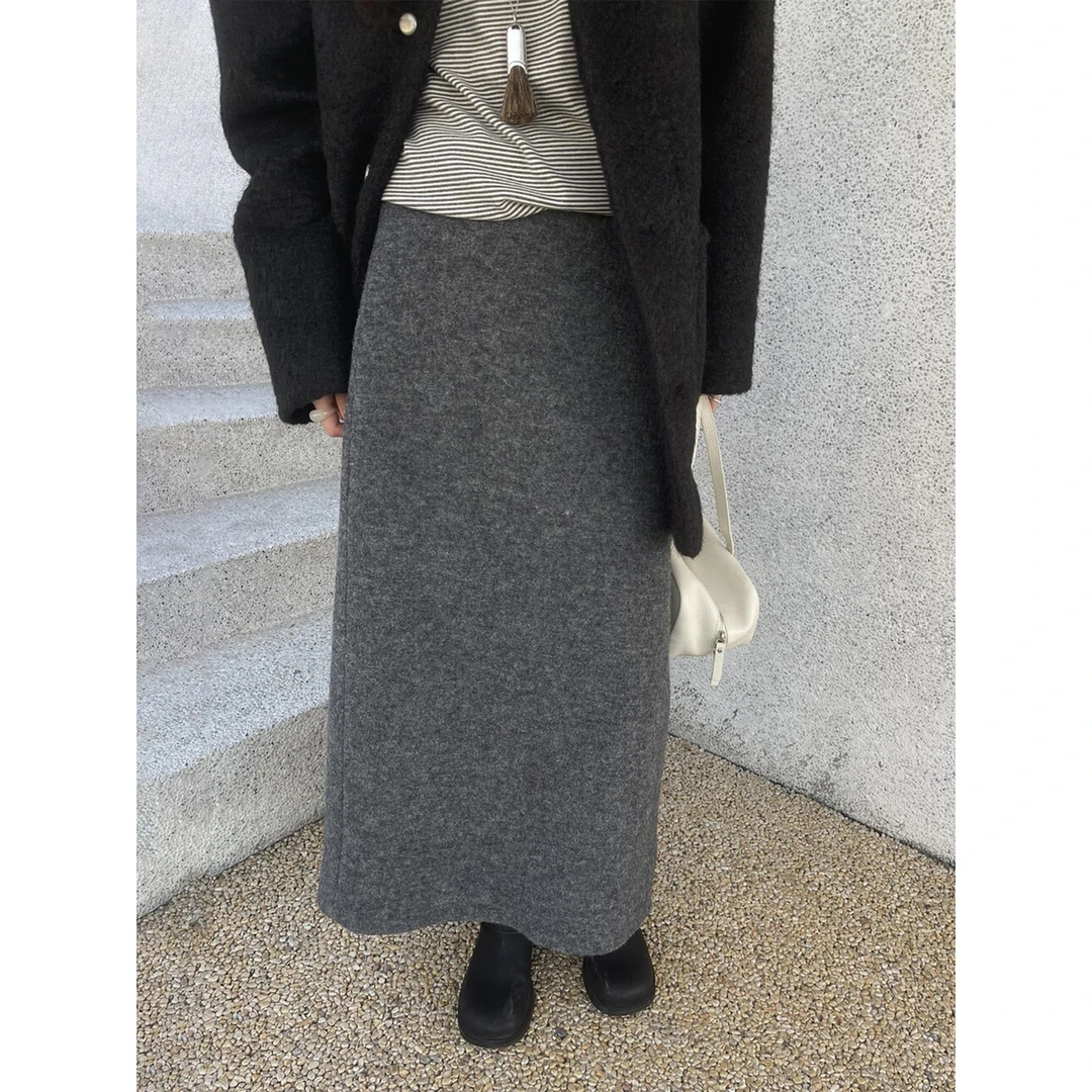 墙裂推荐！简约百搭针织半身裙女秋冬新款裙子韩系显瘦纯色a字长裙