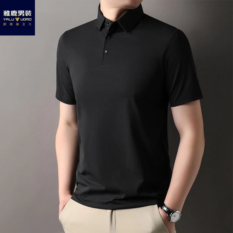 雅鹿男装商务休闲夏季薄款短袖Polo衫薄款运动男装纯色时尚polo