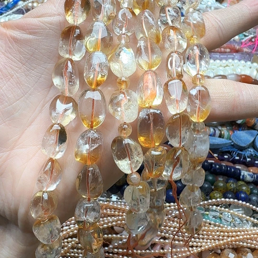 玛瑙/玉髓未镶嵌珠宝半成品一条12mm黄水晶