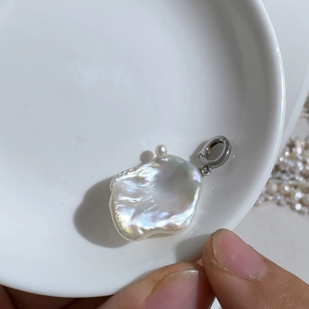 淡水珍珠银S925镶嵌吊坠(不含链)