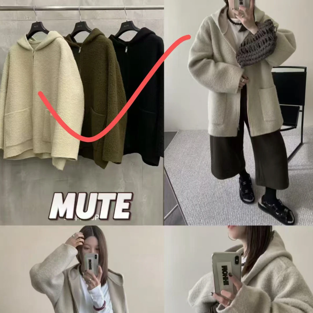 【seven】东大门羊驼毛双面呢气质纯色手工短大衣女