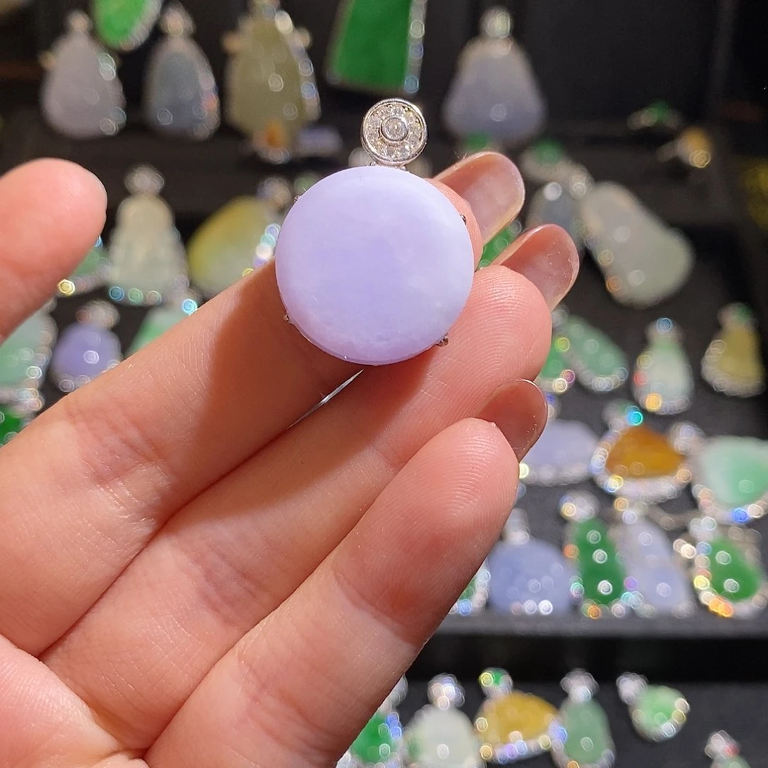 颈饰银S925镶嵌翡翠天然翡翠