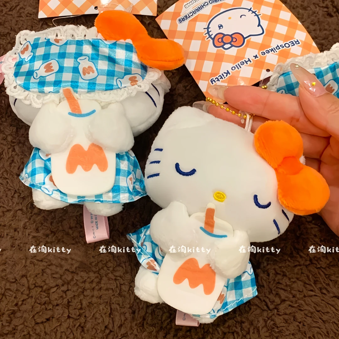 展会联名款插画师格子眼罩hellokitty包包挂件挂饰毛绒挂件