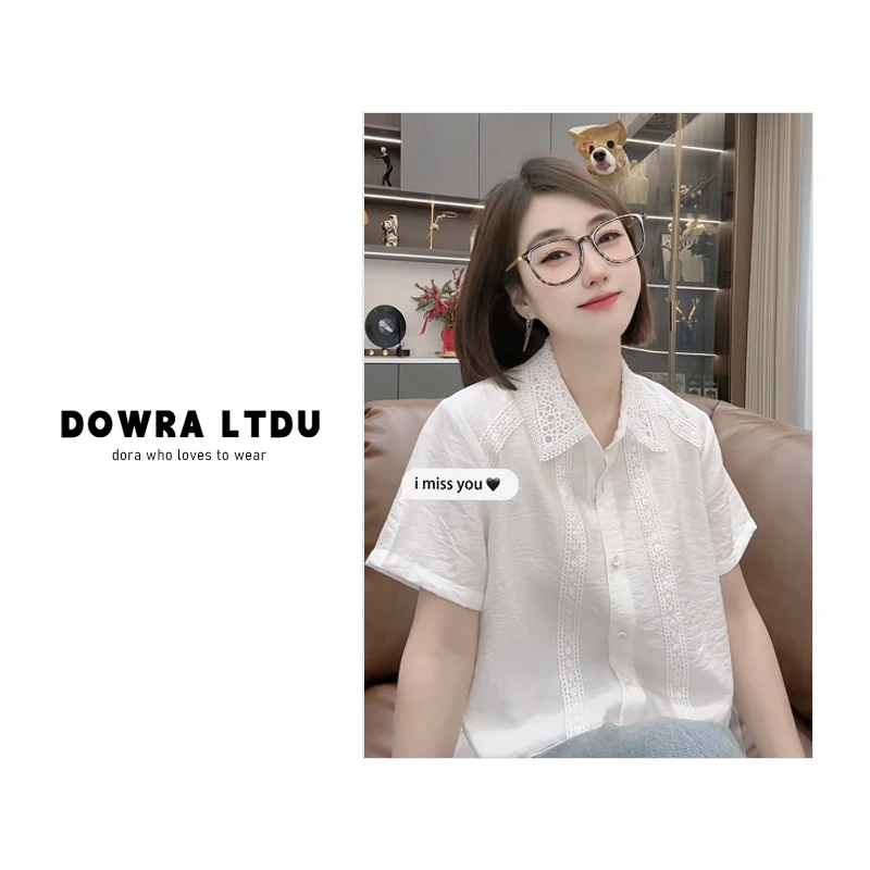Dowra-LTDU【云海风铃】25年夏款翻领蕾丝百搭衬衫外套女 354-51017
