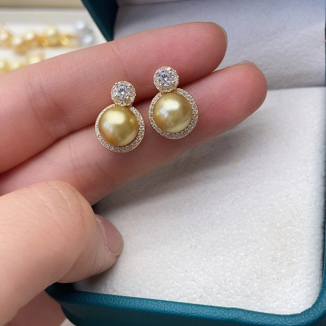 银S925镶嵌海水珍珠耳饰