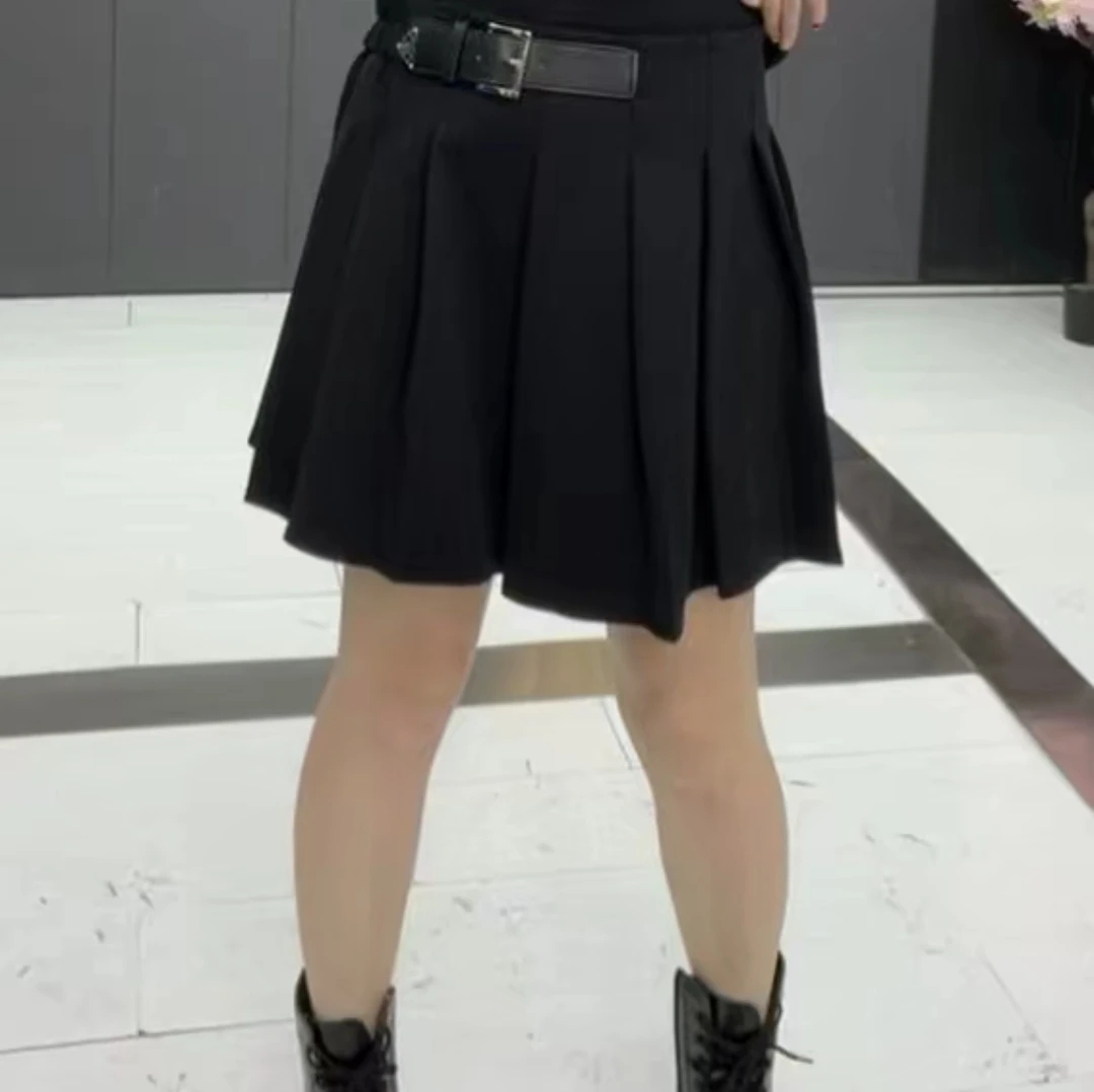 梦梦家6830洋气时尚显瘦高腰百褶半身裙