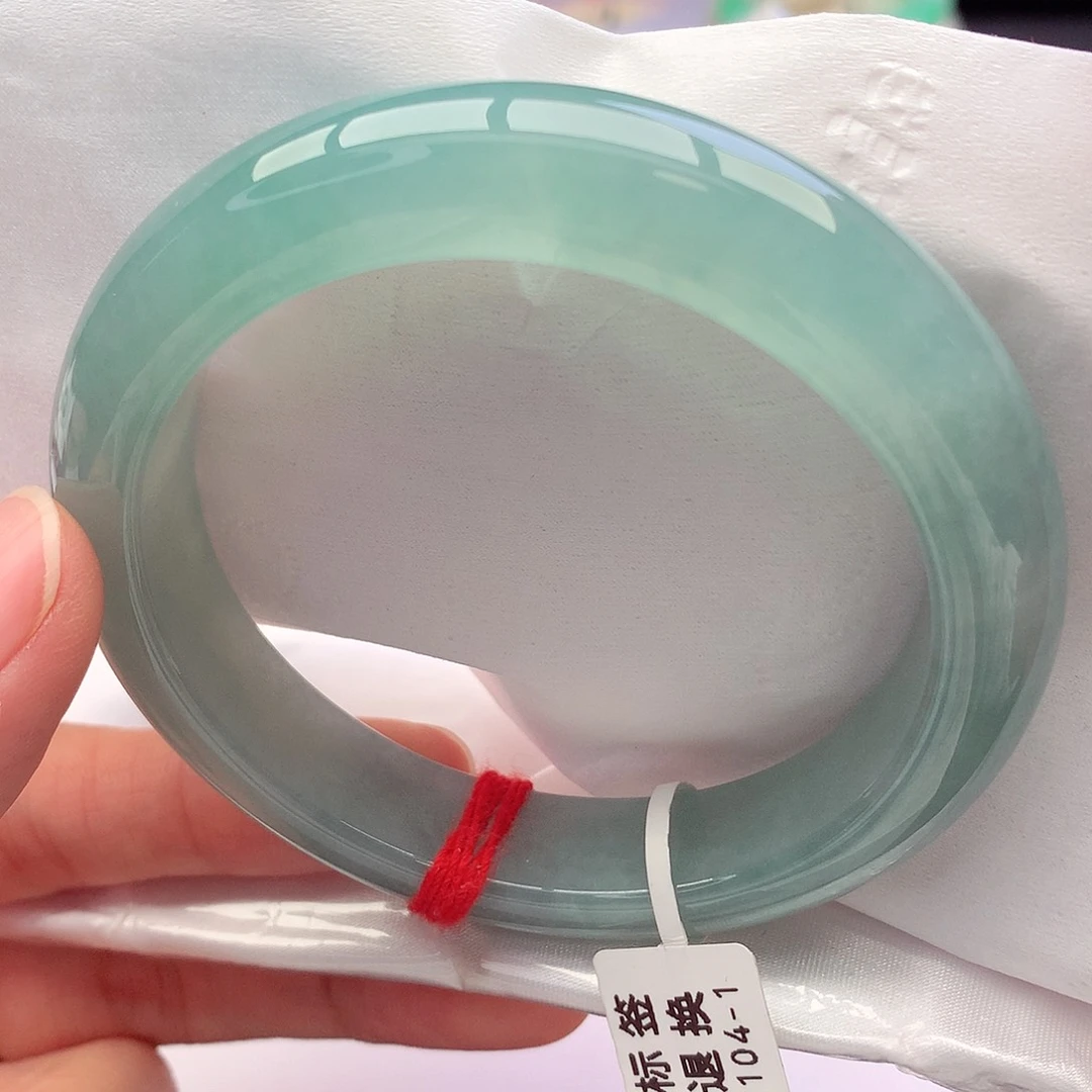 未镶嵌手镯翡翠57-58圈口满色冰湖绿种色一致绝美8号