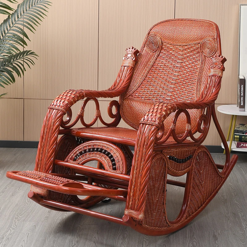藤椅摇摇椅天然真藤大人躺椅阳台家用午休睡椅休闲逍遥椅藤编摇椅