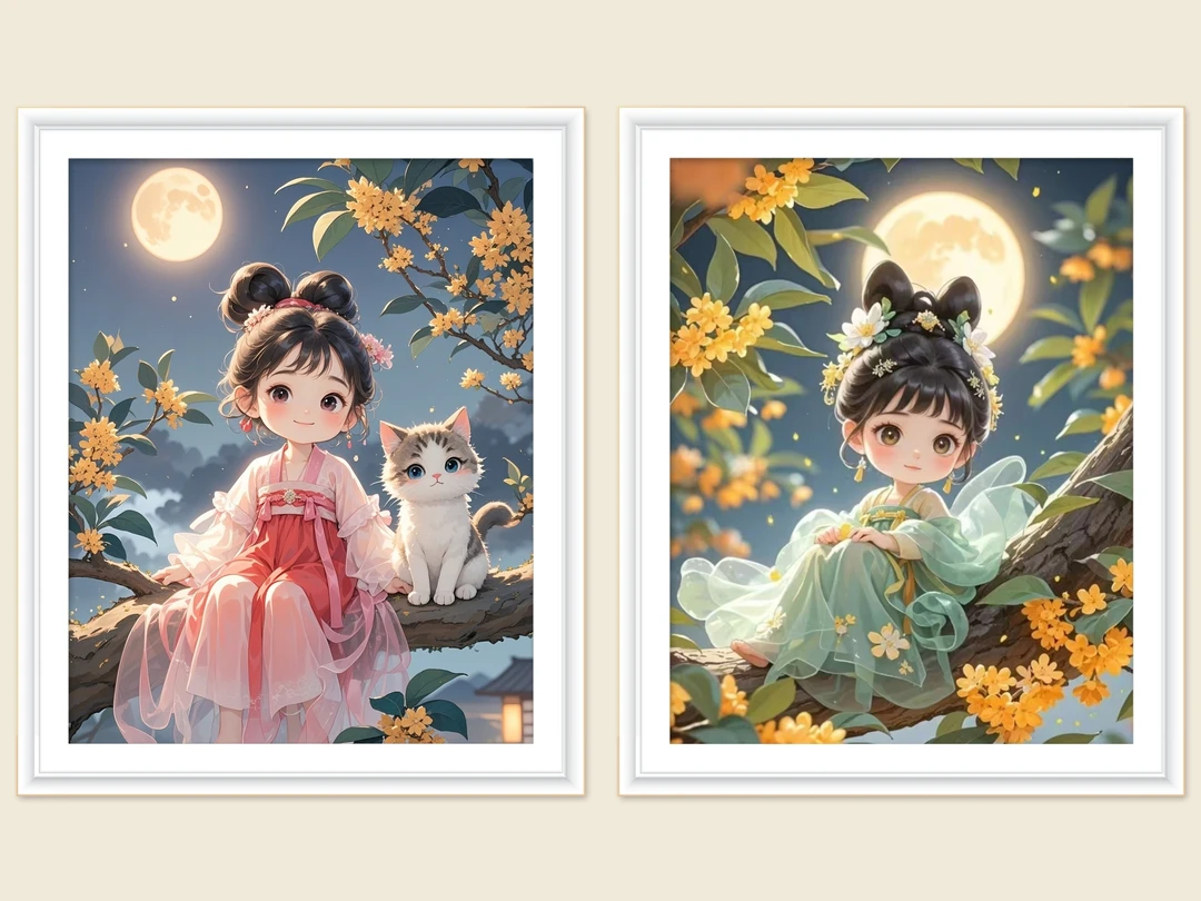 金丝布*月桂美人*月下仙子65*80大格十字绣精准印花(裸包）