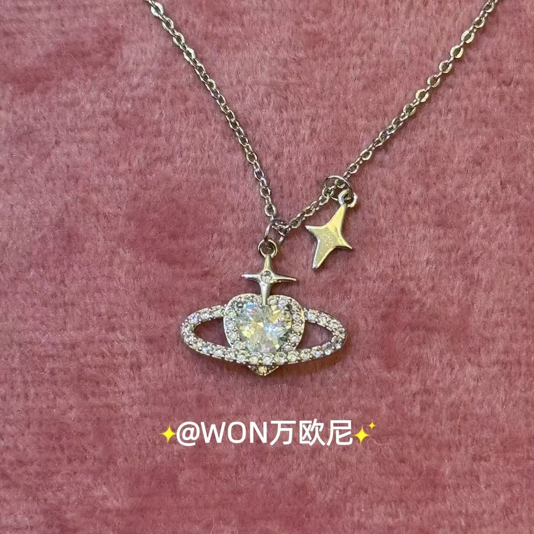 铜合金合成锆石项链 CHANGE x 土星项链轻奢设计感小众 主X476