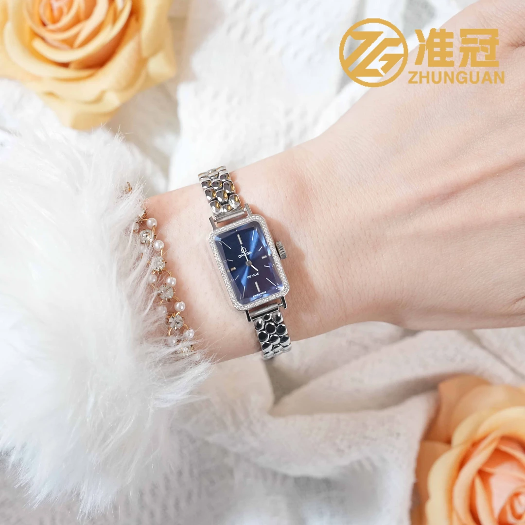 95新 Omega/欧米茄 23*16mm手动机械JM6085碟飞后镶钻瑞士名表