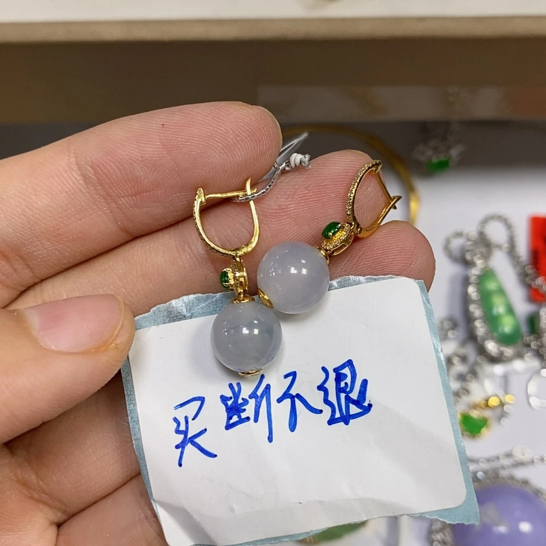 【闪购商品】翡翠戒指18K金镶嵌糖*姐耳环