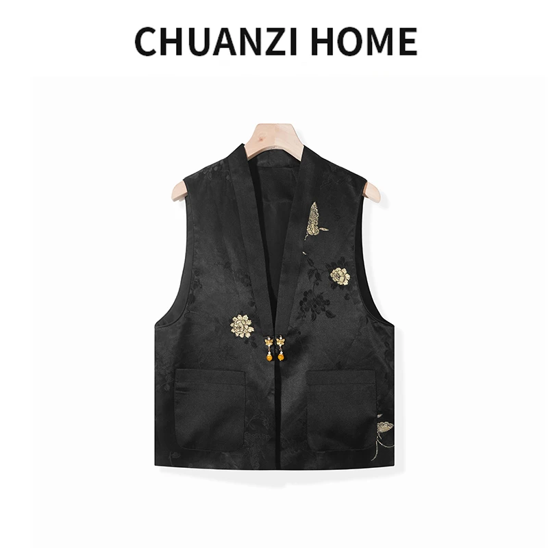 【清仓】新中式交织金线冠乐皱马甲提花