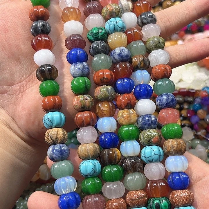 玛瑙/玉髓合金珠宝半成品多宝瓜珠雕刻一条20颗 13mm