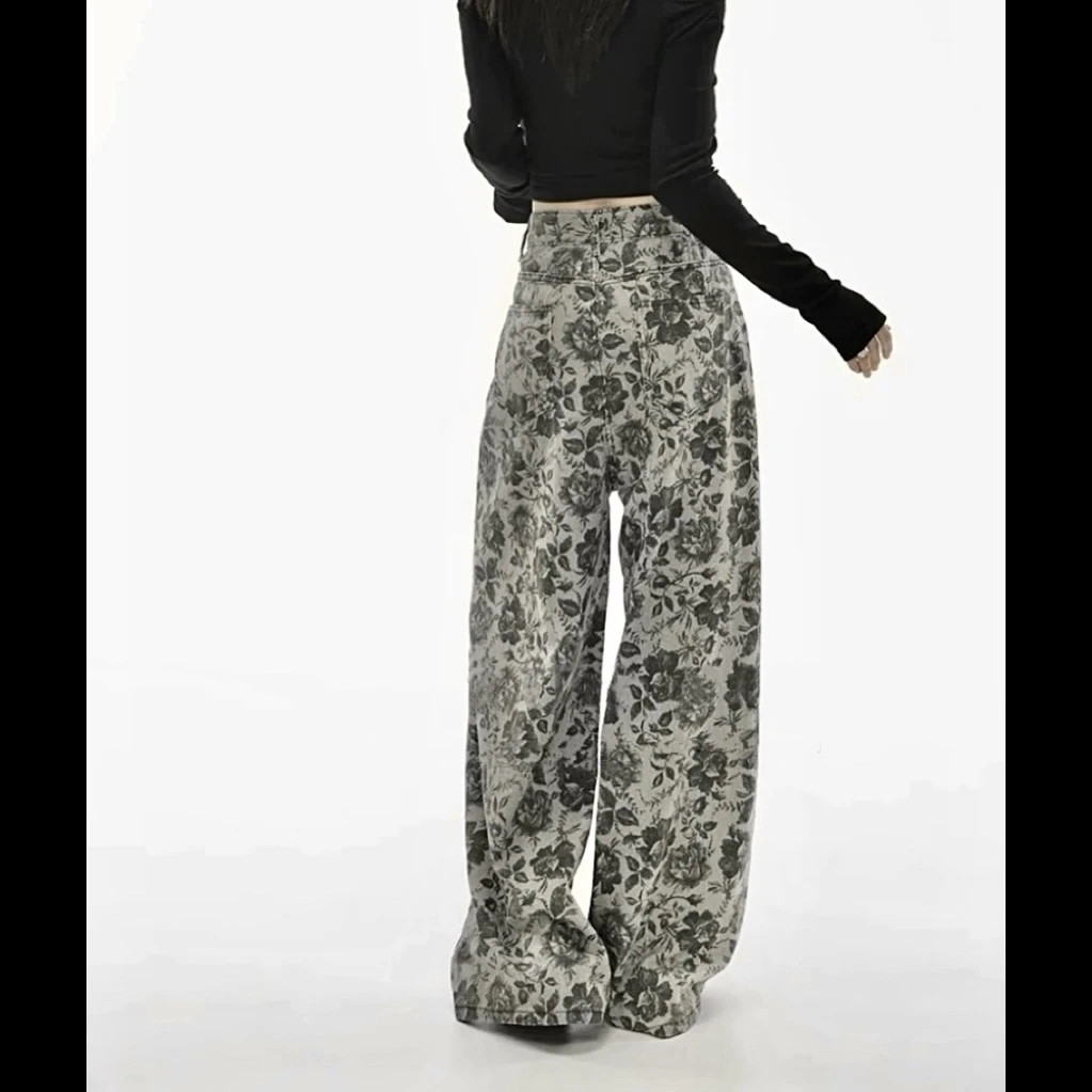 QIMO启茉（A8075#欧洲站玫瑰牛仔裤）灰色