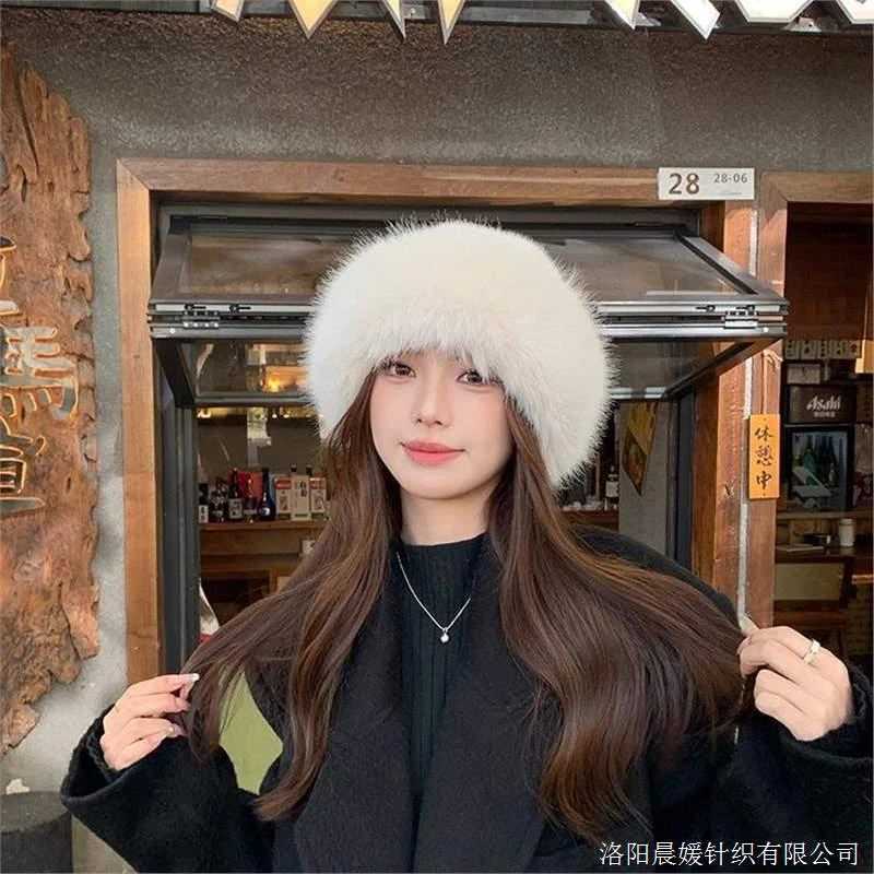 冬季新款毛绒仿狐狸渔夫帽防寒帽子仿皮蒙古保暖护耳盆帽毛毛加厚