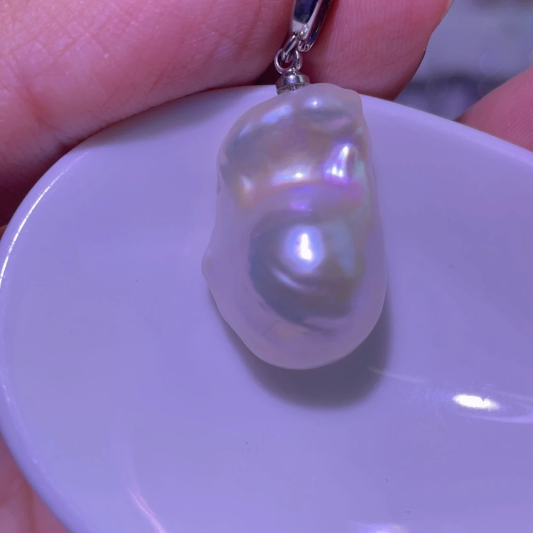 银S925镶嵌天然淡水珍珠吊坠淡水珍珠