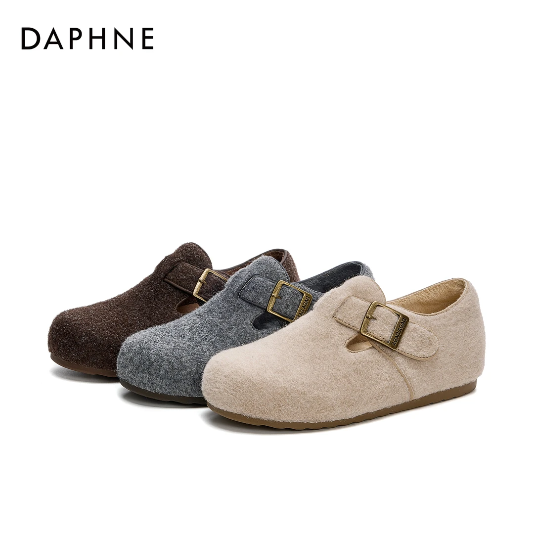 达芙妮加绒保暖勃肯鞋2025冬季百搭勃肯鞋厚底增高呢子大衣专用鞋