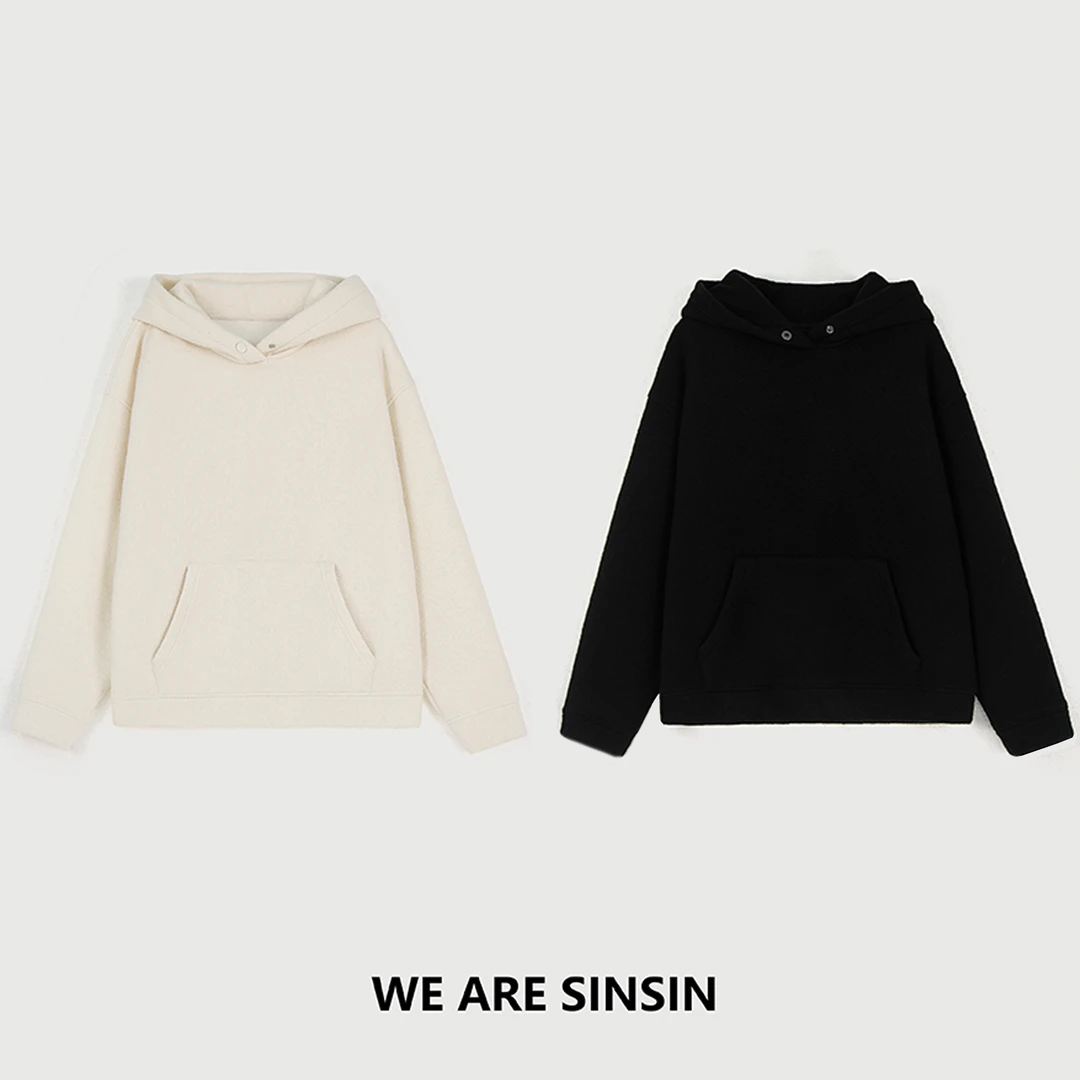 muzi｜“冰豆花”五合一色纺羊毛高克重软绵绵加绒保暖连帽卫衣