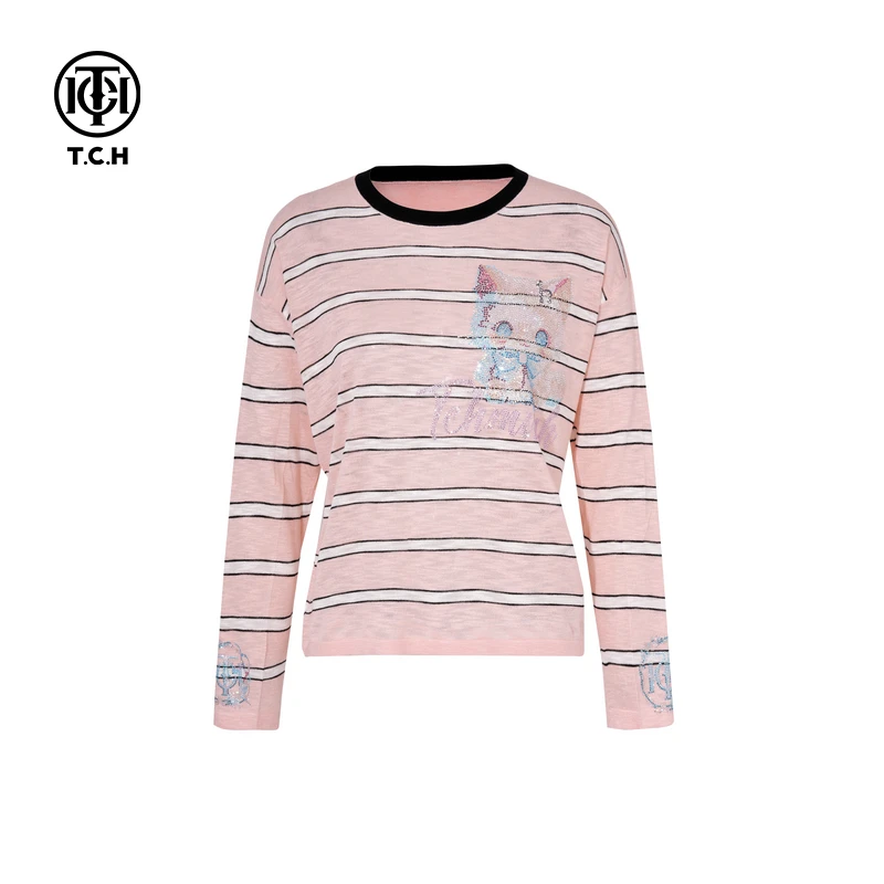 下架-TCH私服烫钻工艺新时尚淑女百搭潮流针织衫女T75A09E5161